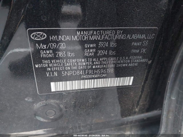 5NPD84LF9LH596198 Hyundai Elantra Value Edition