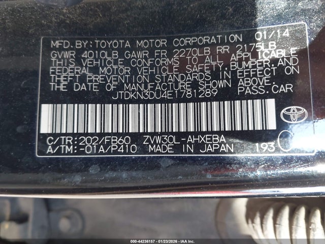 Toyota Prius Three 2014 JTDKN3DU4E1781289 Image 9
