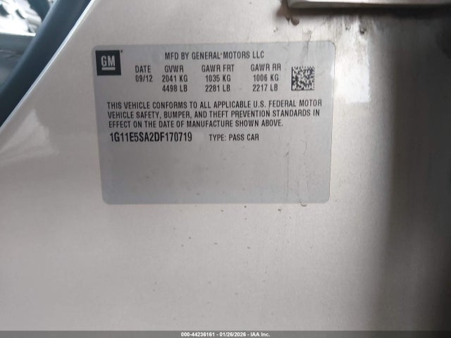 44236161 :رقم المزاد ، 1G11E5SA2DF170719 vin ، 2013 Chevrolet Malibu 2lt مزاد بيع