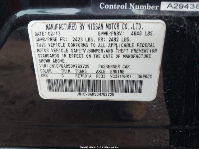 Продажа на аукционе авто 2013 Infiniti G37x, vin: JN1CV6AR5DM762725, номер лота: 44236163