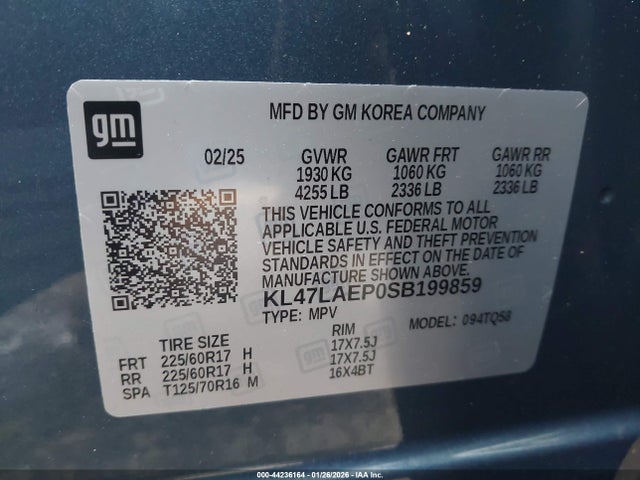 44236164 :رقم المزاد ، KL47LAEP0SB199859 vin ، 2025 Buick Envista Preferred Fwd مزاد بيع
