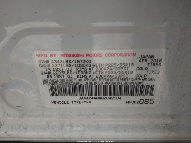 2016 MITSUBISHI OUTLANDER SPORT JA4AR4AW4GZ042904 Photo 8