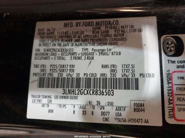 2012 LINCOLN MKZ 3LNHL2GCXCR836503 Photo 8