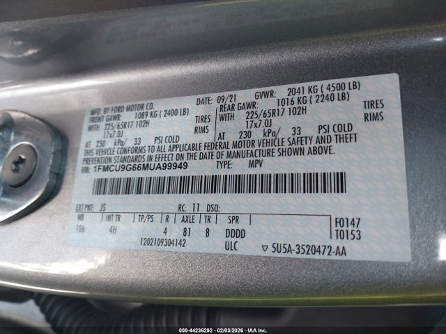 1FMCU9G66MUA99949 Ford ESCAPE SE