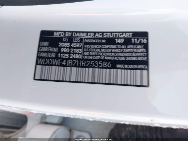 Продажа на аукционе авто 2017 Mercedes-benz C 300, vin: WDDWF4JB7HR253586, номер лота: 44236315