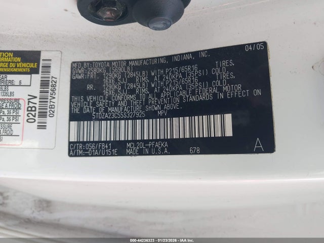 2005 TOYOTA SIENNA 5TDZA23C55S327925 Photo 8