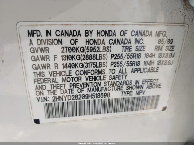 2009 ACURA MDX 2HNYD28209H518590 Photo 8