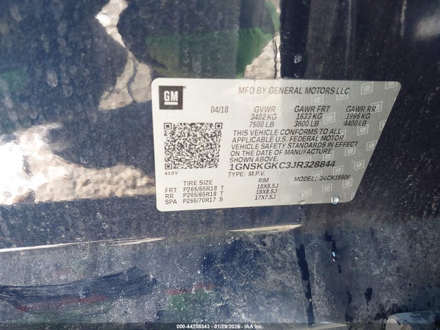 1GNSKGKC3JR328844 Chevrolet Suburban Ls