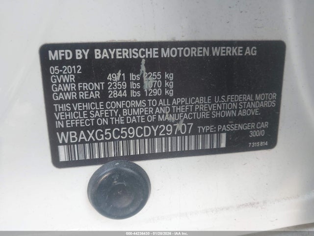 2012 BMW 528I WBAXG5C59CDY29707 Photo 8