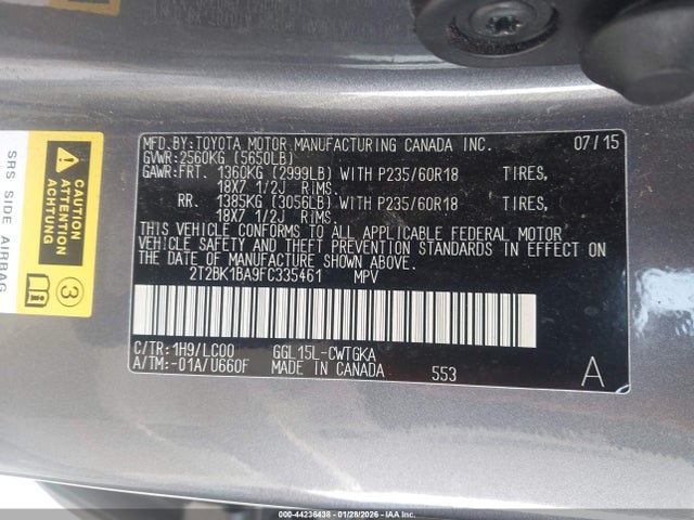 Lexus RX 350 2015 2T2BK1BA9FC335461 Image 9