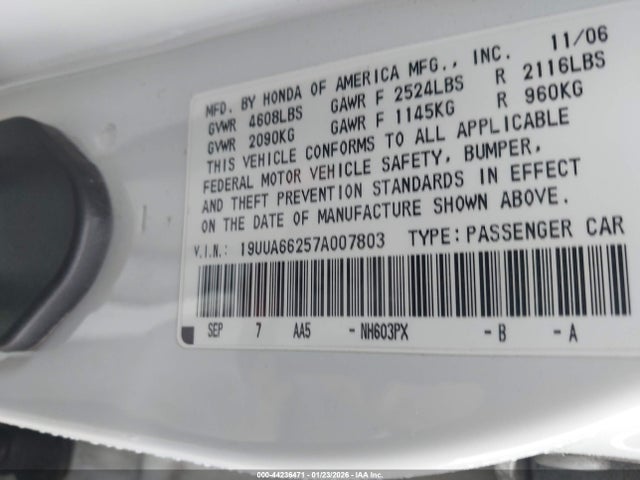 2007 ACURA TL 19UUA66257A007803 Photo 8