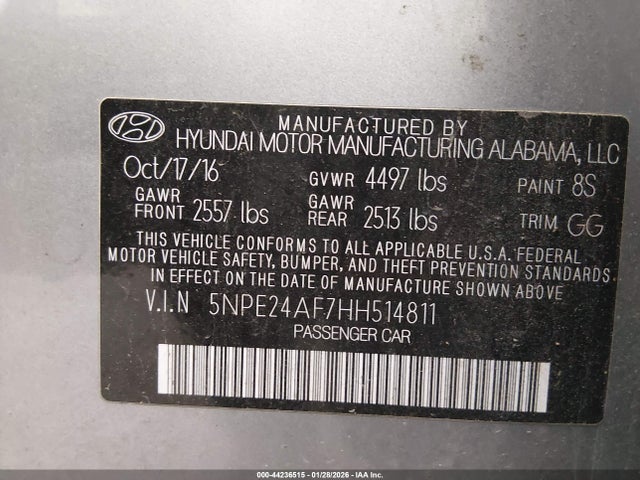 5NPE24AF7HH514811 Hyundai Sonata