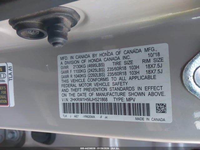 2HKRW1H56JH521868 Honda CR-V EX