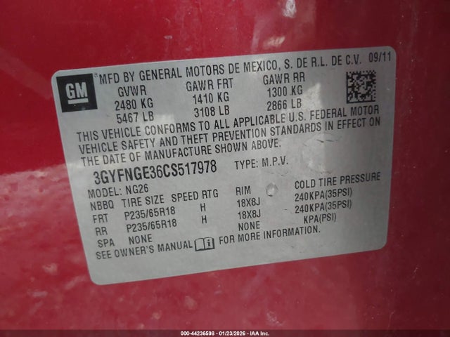 2012 CADILLAC SRX 3GYFNGE36CS517978 Photo 8