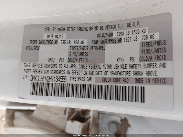 3MYDLBYV2HY184655 Toyota YARIS IA