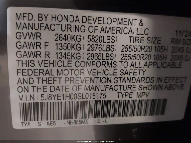 Aukcja sprzedaży 2025 Acura Mdx A-spec, vin: 5J8YE1H00SL018175, numer aukcji: 44236628
