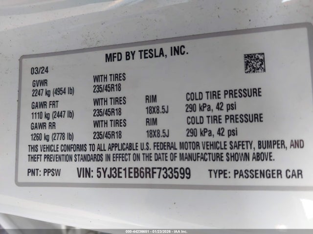2024 TESLA MODEL 3 5YJ3E1EB6RF733599 Photo 8