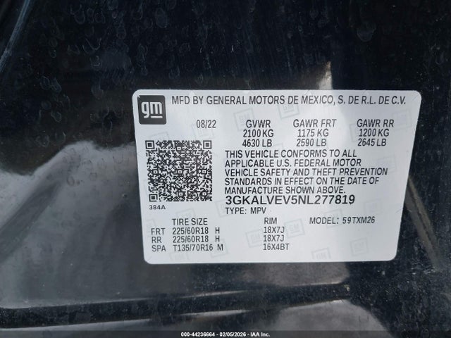 2022 Gmc Terrain Awd Slt მანქანა იყიდება აუქციონზე, vin: 3GKALVEV5NL277819, აუქციონის ნომერი: 44236664