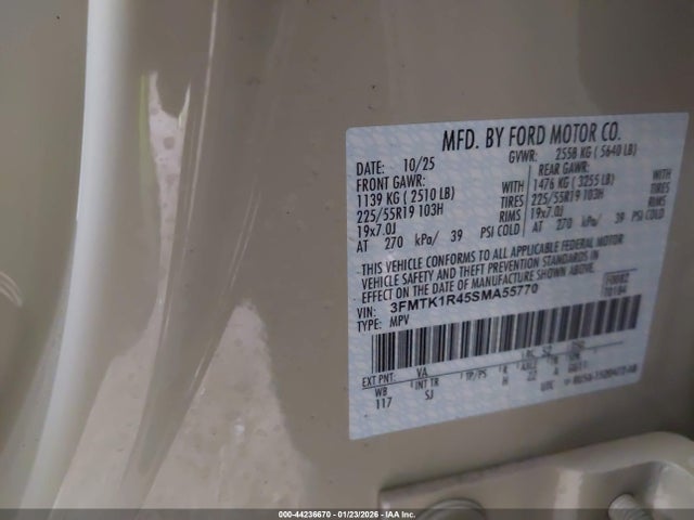 3FMTK1R45SMA55770 Ford Mustang Mach-e Select