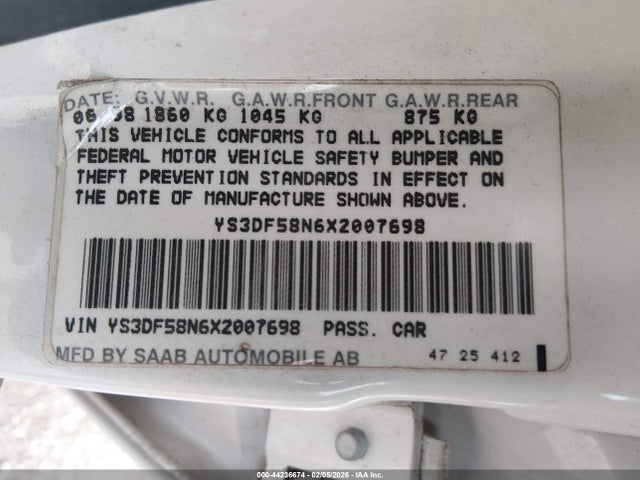 1999 SAAB 9-3 YS3DF58N6X2007698 Photo 8