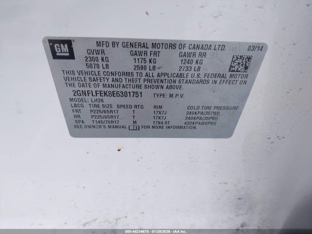 Chevrolet EQUINOX 1LT 2014 2GNFLFEK8E6301751 Image 9