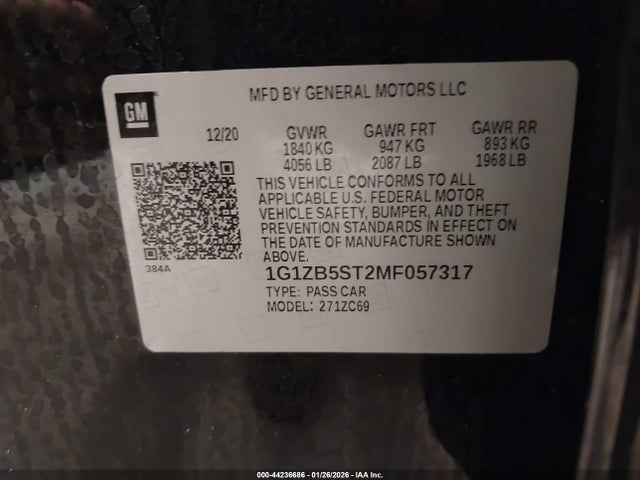 1G1ZB5ST2MF057317 Chevrolet Malibu Fwd Ls