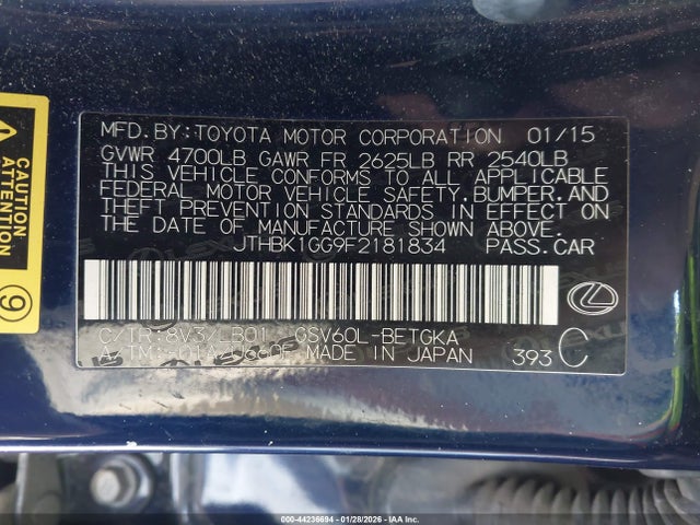 Aukcja sprzedaży 2015 Lexus Es 350, vin: JTHBK1GG9F2181834, numer aukcji: 44236694
