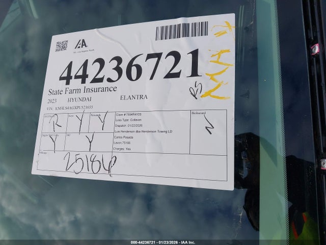 KMHLS4AGXPU521655 Hyundai ELANTRA SEL
