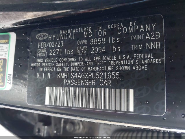 KMHLS4AGXPU521655 Hyundai ELANTRA SEL