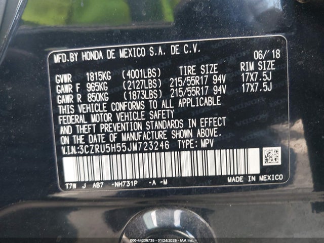3CZRU5H55JM723246 Honda HR-V EX