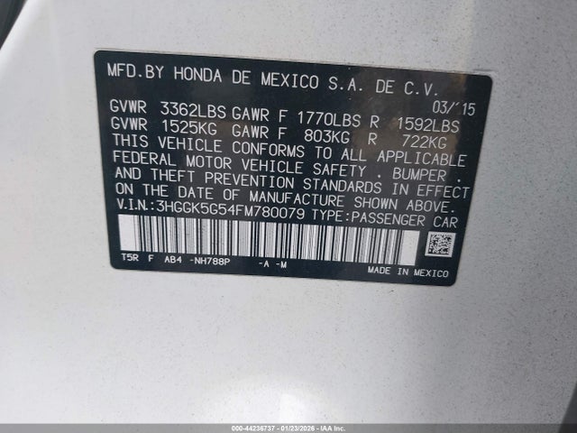 3HGGK5G54FM780079 Honda FIT LX