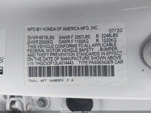 Honda ACCORD HYBRID 2020 1HGCV3F13LA014443 Image 9