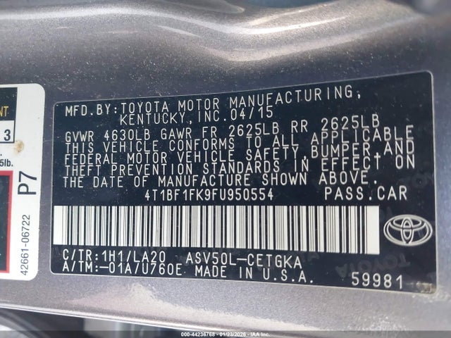 Toyota CAMRY XLE 2015 4T1BF1FK9FU950554 Image 9