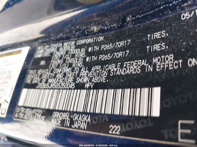 44236780 :رقم المزاد ، JTEBU5JR5G5350045 vin ، 2016 Toyota 4runner Trail مزاد بيع
