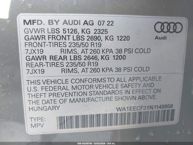 2022 AUDI Q3 WA1EECF31N1149958 Photo 8