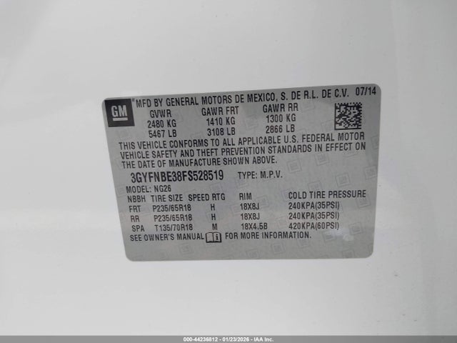 2015 CADILLAC SRX 3GYFNBE38FS528519 Photo 8