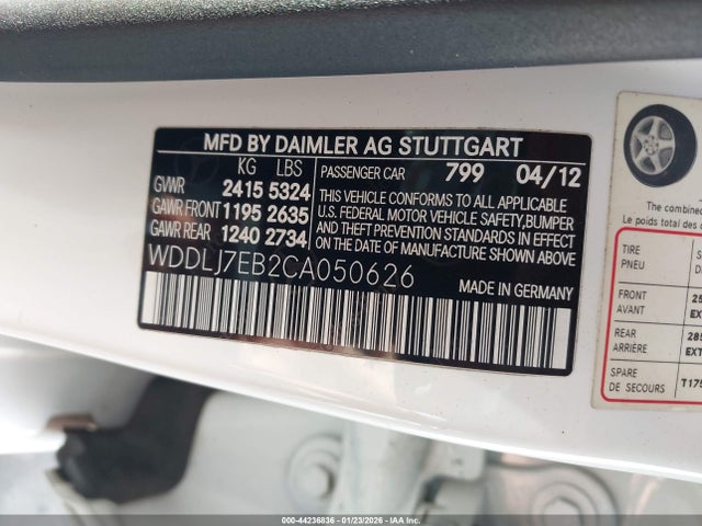 Продажа на аукционе авто 2012 Mercedes-benz Cls 63 Amg, vin: WDDLJ7EB2CA050626, номер лота: 44236836