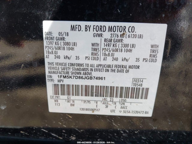 2018 FORD EXPLORER 1FM5K7D86JGB74961 Photo 8