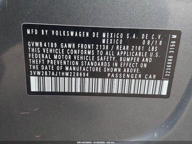 Volkswagen Jetta 1.4t S 2017 3VW2B7AJ1HM228694 Image 9