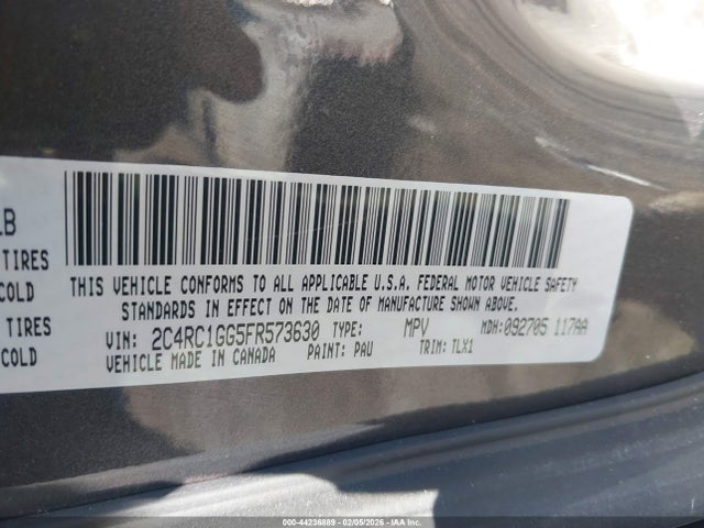 Продажа на аукционе авто 2015 Chrysler Town & Country Limited Platinum, vin: 2C4RC1GG5FR573630, номер лота: 44236889