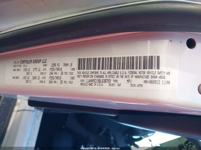 2011 Jeep Wrangler Sahara მანქანა იყიდება აუქციონზე, vin: 1J4AA5D19BL638793, აუქციონის ნომერი: 44236919
