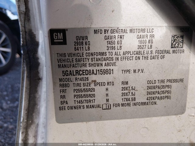 Aukcja sprzedaży 2010 Buick Enclave 2xl, vin: 5GALRCED8AJ159801, numer aukcji: 44236939