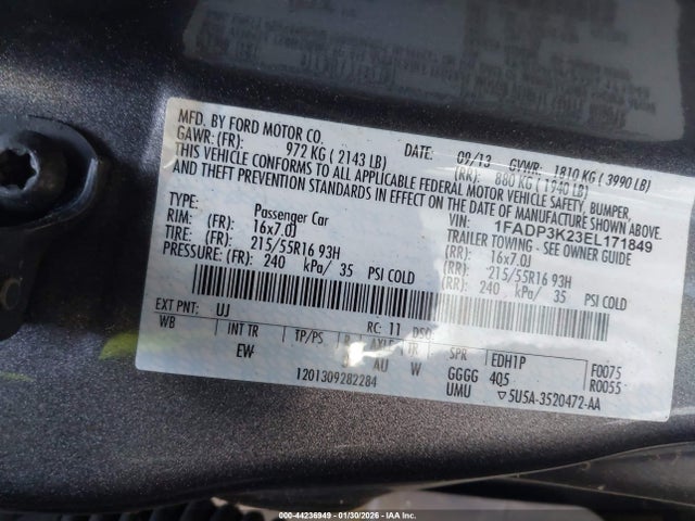 Ford FOCUS SE 2014 1FADP3K23EL171849 Image 9