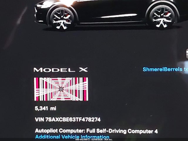 Aukcja sprzedaży 2026 Tesla Model X Plaid, vin: 7SAXCBE63TF478274, numer aukcji: 44236972
