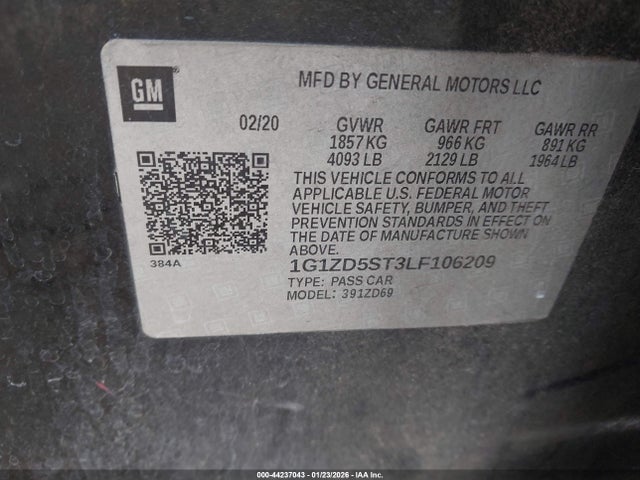 1G1ZD5ST3LF106209 Chevrolet Malibu Fwd Lt