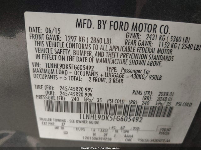 2015 LINCOLN MKS 1LNHL9DK5FG605492 Photo 8