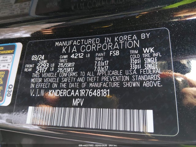 Aukcja sprzedaży 2024 Kia Seltos Ex, vin: KNDERCAA1R7648181, numer aukcji: 44237053