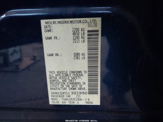 1N4BZ1DP2LC305990 Nissan Leaf Sl Plus 62 Kwh