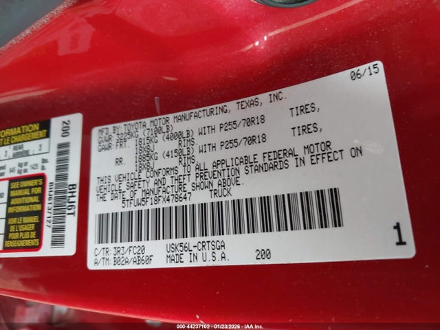 5TFUW5F18FX478647 Toyota Tundra Sr5 5.7l V8