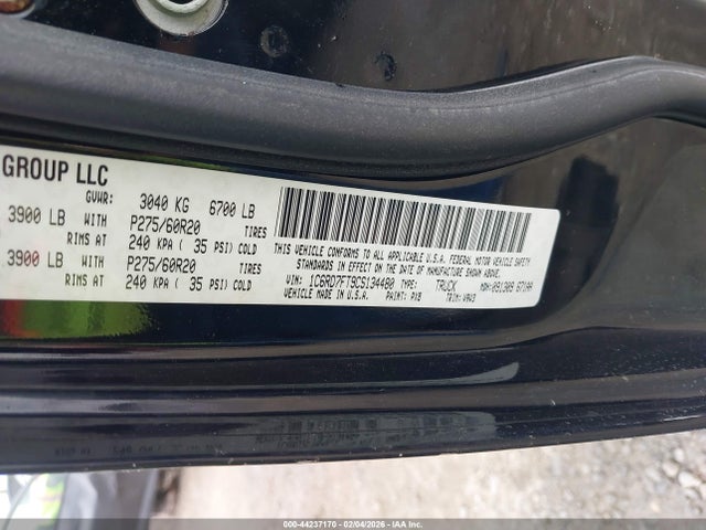 44237170 :رقم المزاد ، 1C6RD7FT9CS134480 vin ، 2012 Ram 1500 St مزاد بيع